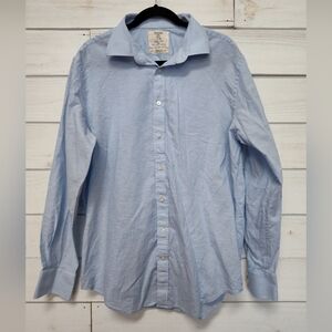 Maker & Company blue cotton/linen blend button down shirt